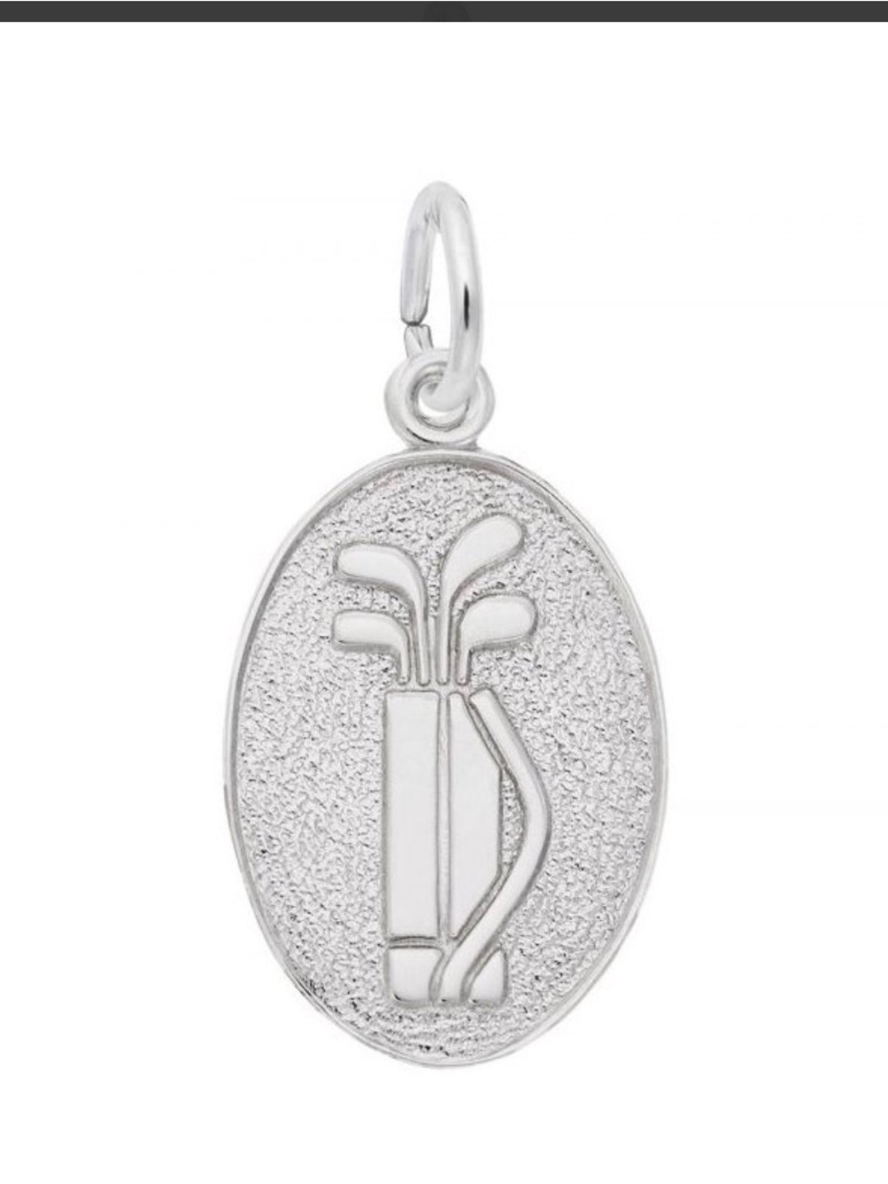 Sterling Silver Rembrandt Designs Oval Pendant Charm with Golf Clubs